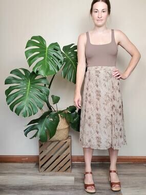 Kate Hill Snakeskin Midi Skirt Brown White 8